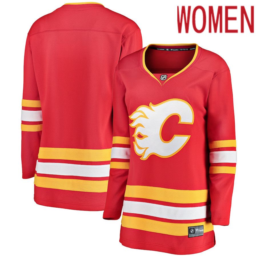 Women Calgary Flames Fanatics Branded Red Home Breakaway NHL Jersey-0